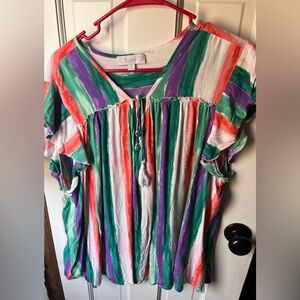 Umgee Multicolor Striped Blouse